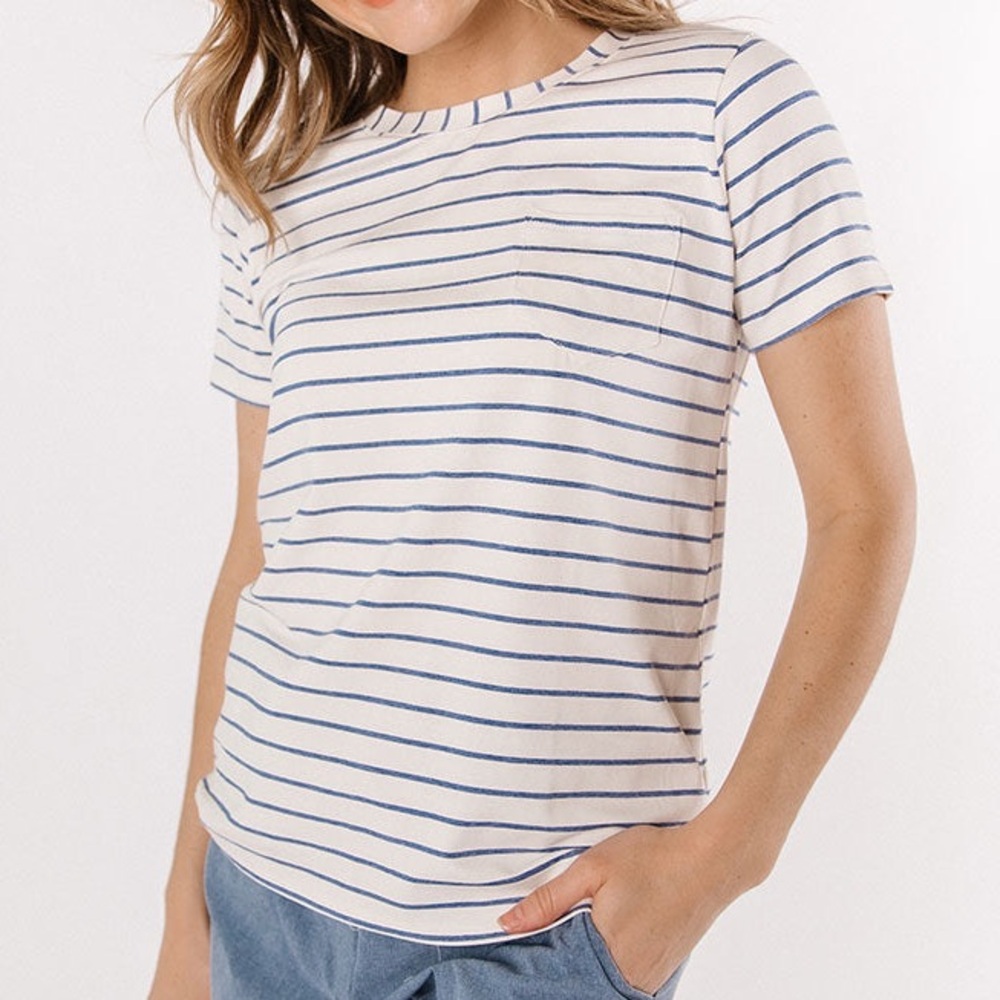Albion Basic Tee Venice Stripe; Sz Large